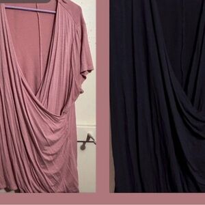 Set of 2 Lane Bryant Ballet Style Faux wrap tops 18/20 pink and black